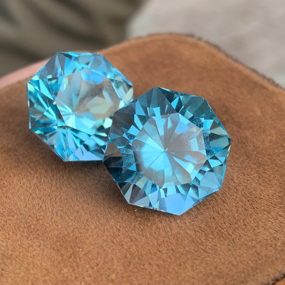 Blue Topaz Pair for Earrings | Octagon Shape Topaz Loose Pair