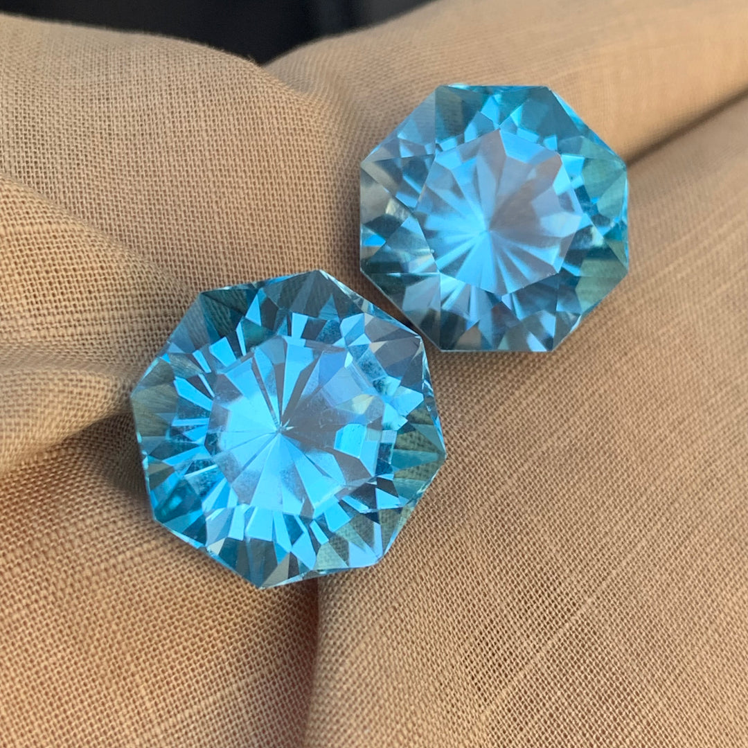 Blue Topaz Pair for Earrings | Octagon Shape Topaz Loose Pair