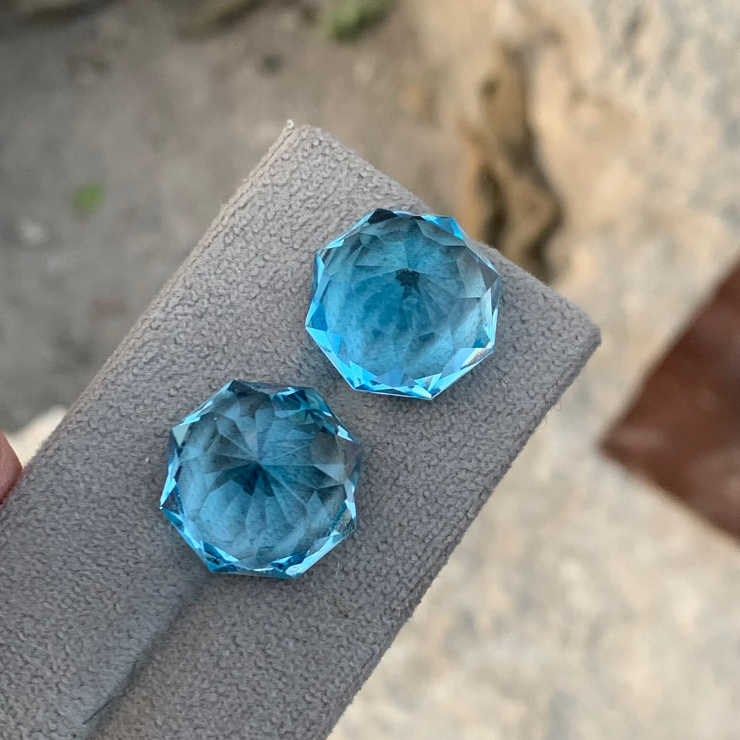 Blue Topaz Pair for Earrings | Octagon Shape Topaz Loose Pair