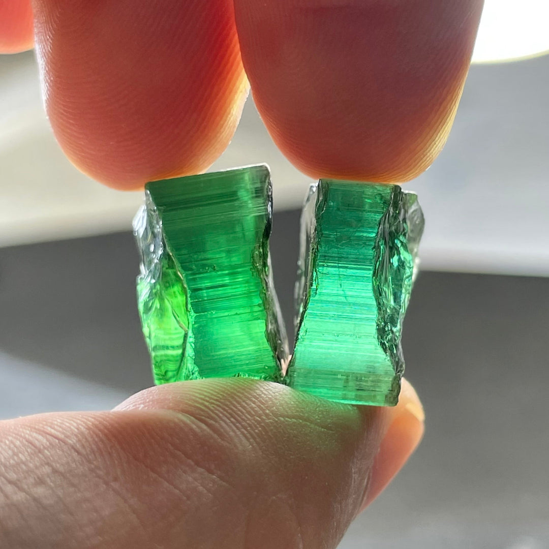Facet Grade Rough Bluish Green Tourmaline 8.7grams – Eye Clean Crystal Pieces for Gem Cutting
