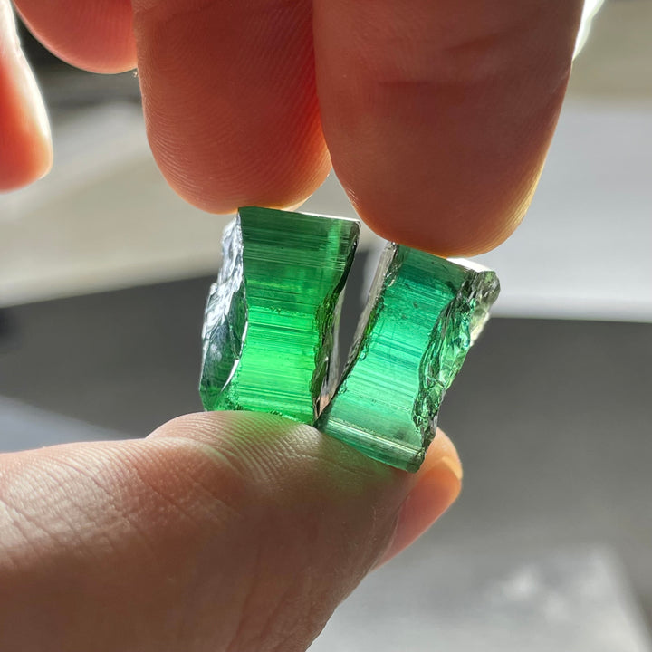Facet Grade Rough Bluish Green Tourmaline 8.7grams – Eye Clean Crystal Pieces for Gem Cutting