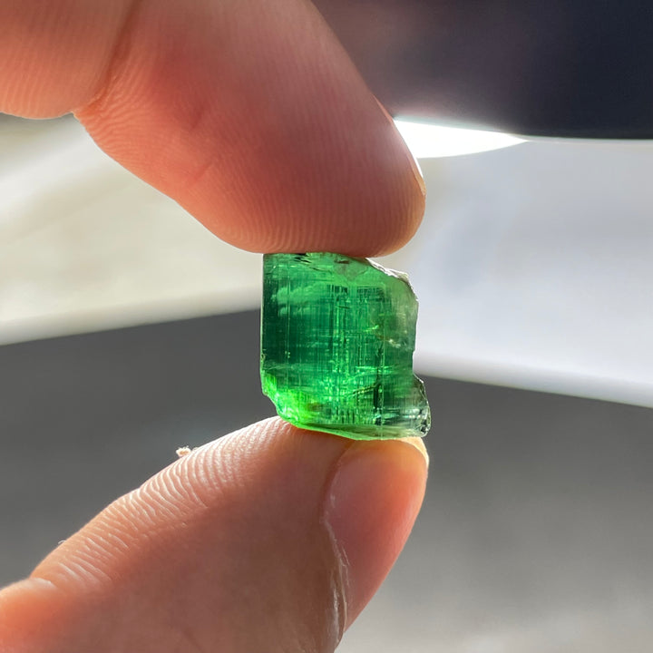 Natural Facet Grade Rough Bluish Green Tourmaline 4.7grams – Eye Clean Crystal for Gem Cutting