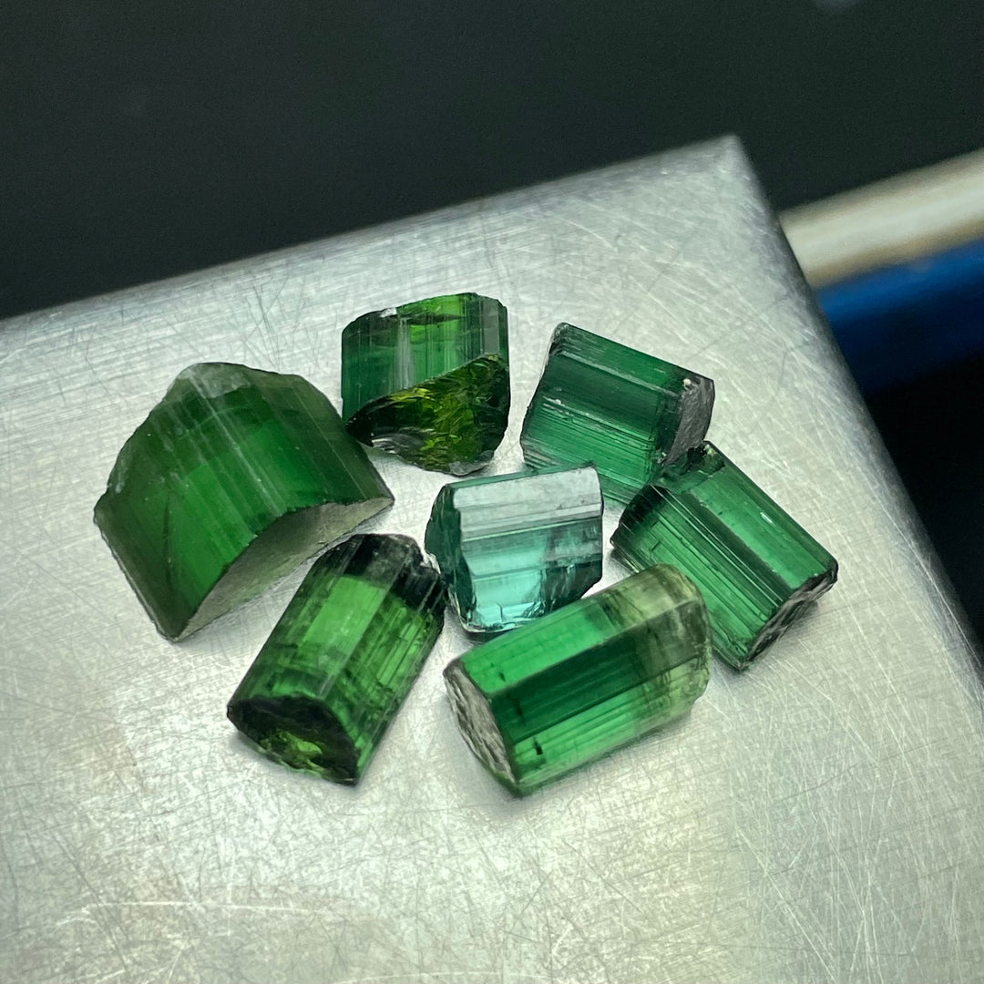 Lot of Bluish Green Tourmaline Rough Crystals – 5.5g Facet Grade Small Pieces
