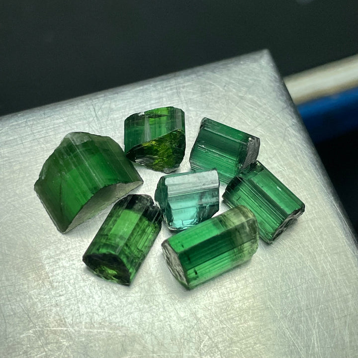 Lot of Bluish Green Tourmaline Rough Crystals – 5.5g Facet Grade Small Pieces