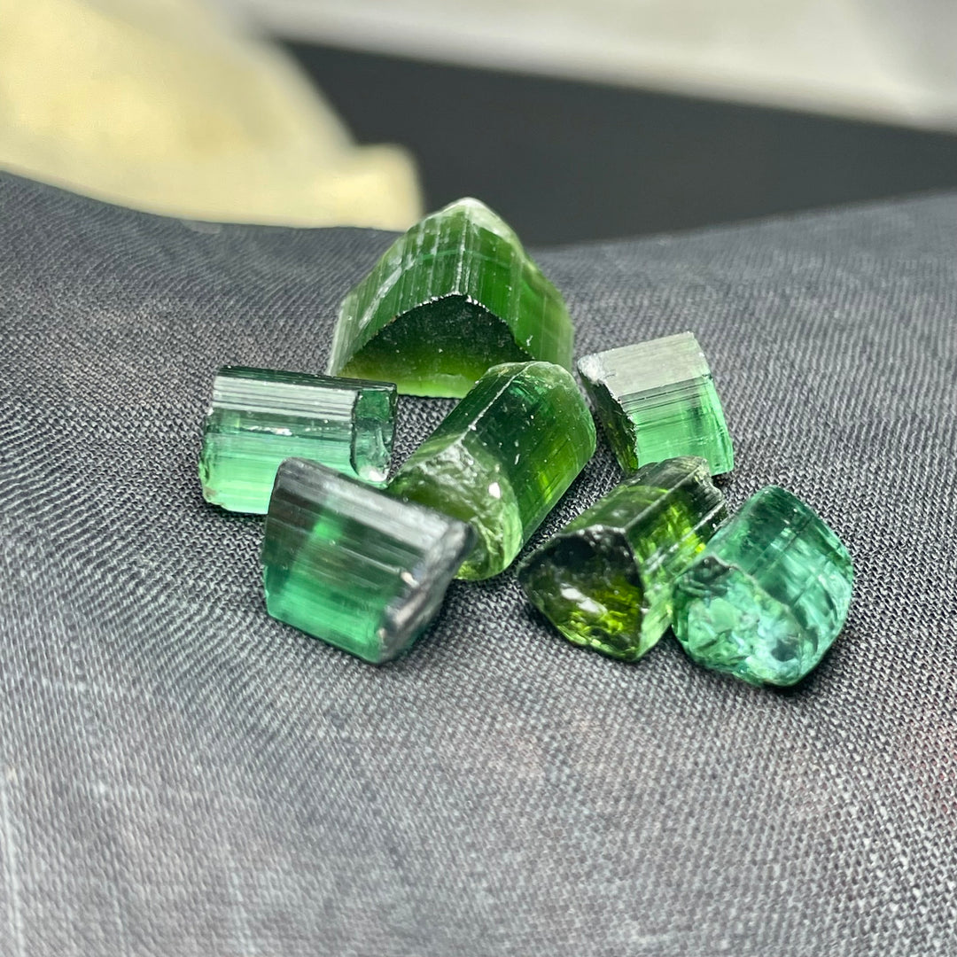 Lot of Bluish Green Tourmaline Rough Crystals – 5.5g Facet Grade Small Pieces