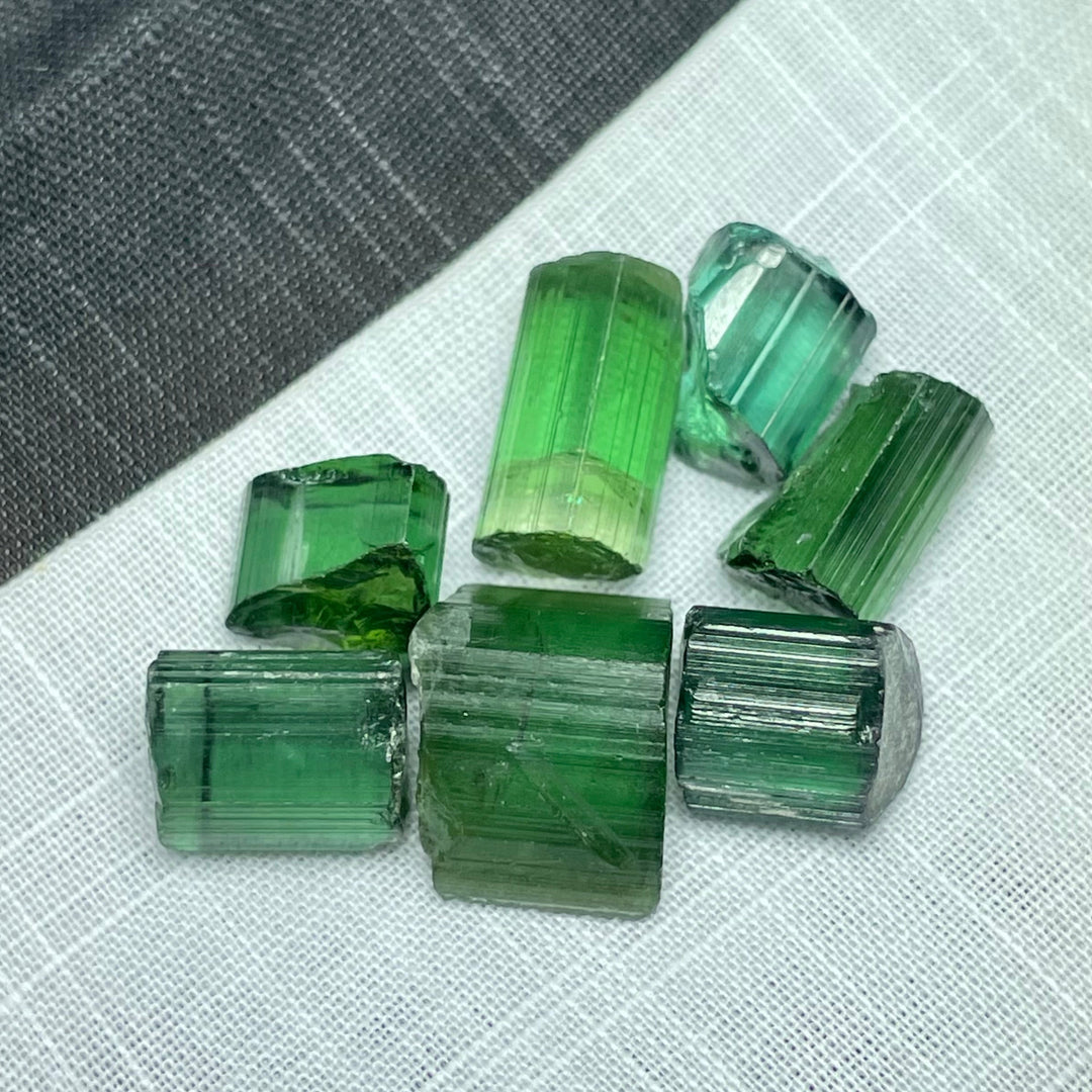 Lot of Bluish Green Tourmaline Rough Crystals – 5.5g Facet Grade Small Pieces