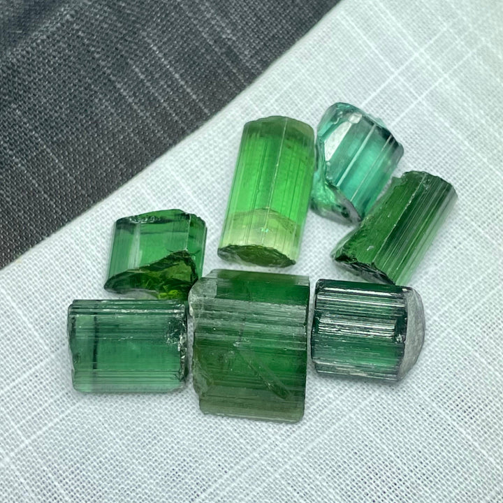 Lot of Bluish Green Tourmaline Rough Crystals – 5.5g Facet Grade Small Pieces