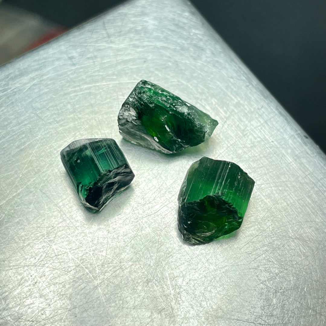 Bluish Green Tourmaline Rough Lot – 4.29g Facet Grade Crystals