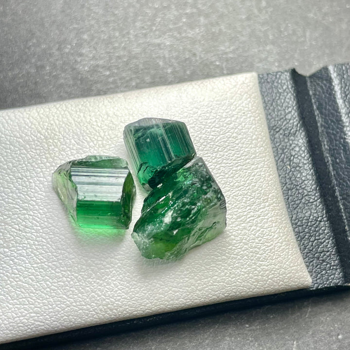 Bluish Green Tourmaline Rough Lot – 4.29g Facet Grade Crystals