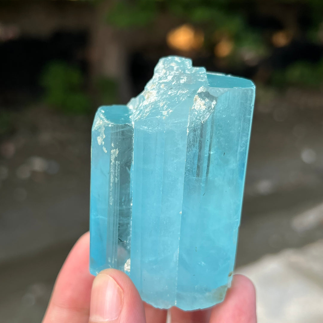 Natural Sky Blue Aquamarine Crystal 188g with Termination – Trio Formation from Afghanistan