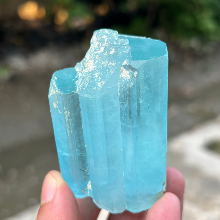 Natural Sky Blue Aquamarine Crystal 188g with Termination – Trio Formation from Afghanistan