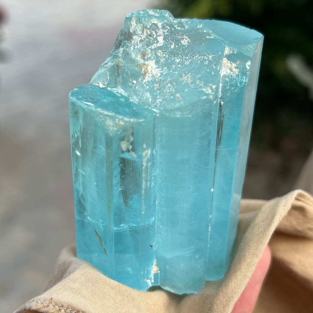 Natural Sky Blue Aquamarine Crystal 188g with Termination – Trio Formation from Afghanistan