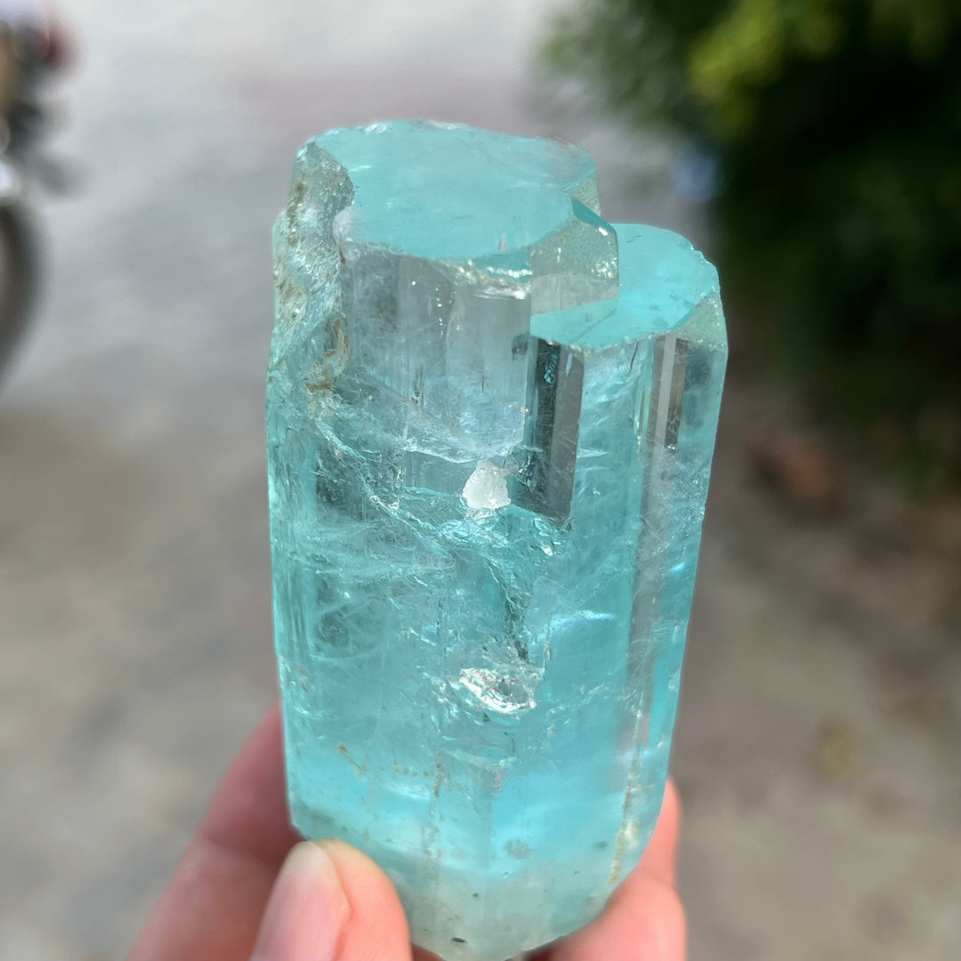 Natural Sky Blue Aquamarine Crystal 191g with Termination – Trio Formation from Afghanistan