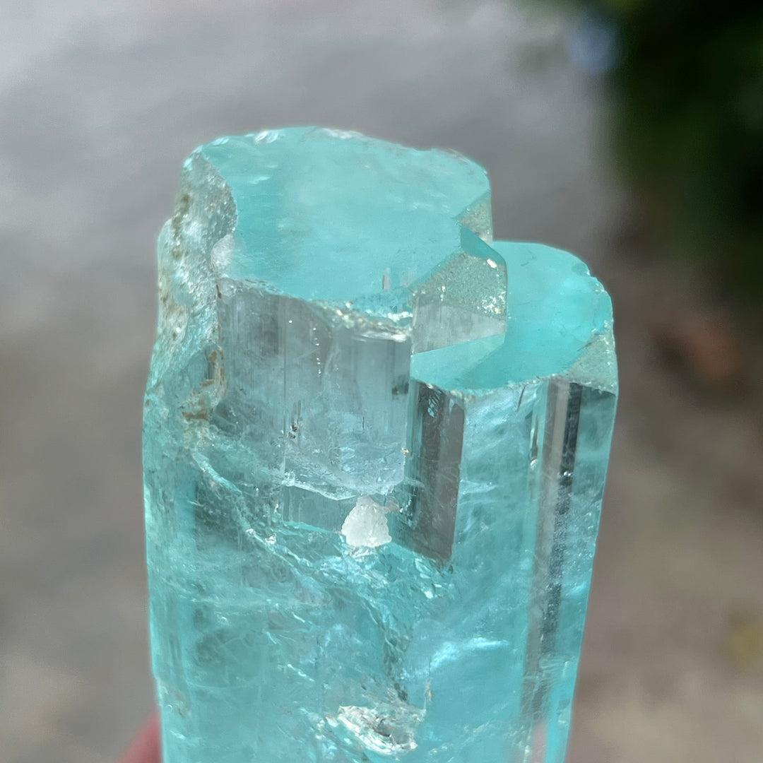 Natural Sky Blue Aquamarine Crystal 191g with Termination – Trio Formation from Afghanistan