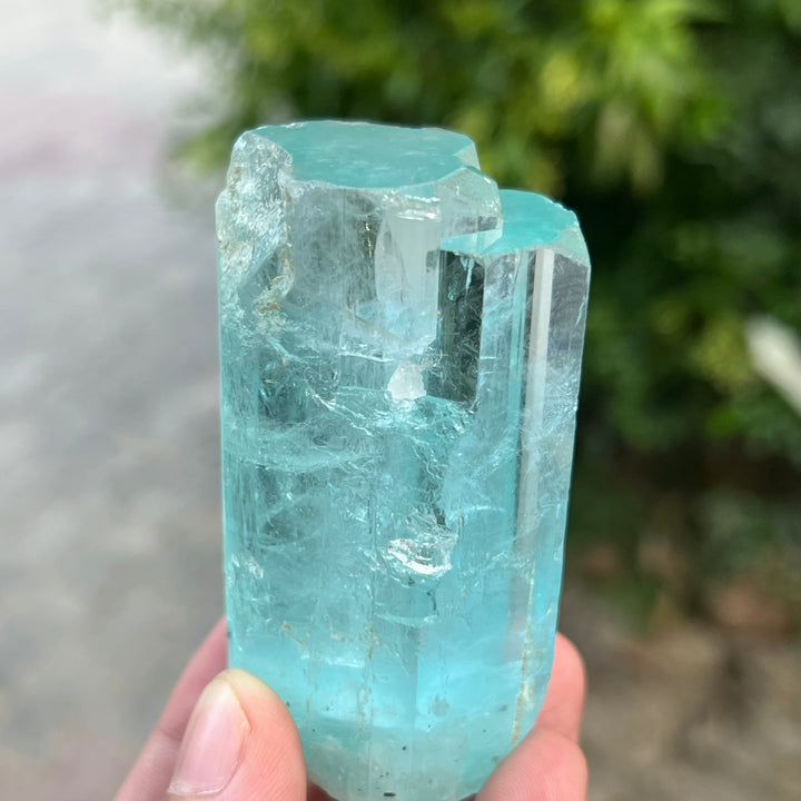 Natural Sky Blue Aquamarine Crystal 191g with Termination – Trio Formation from Afghanistan