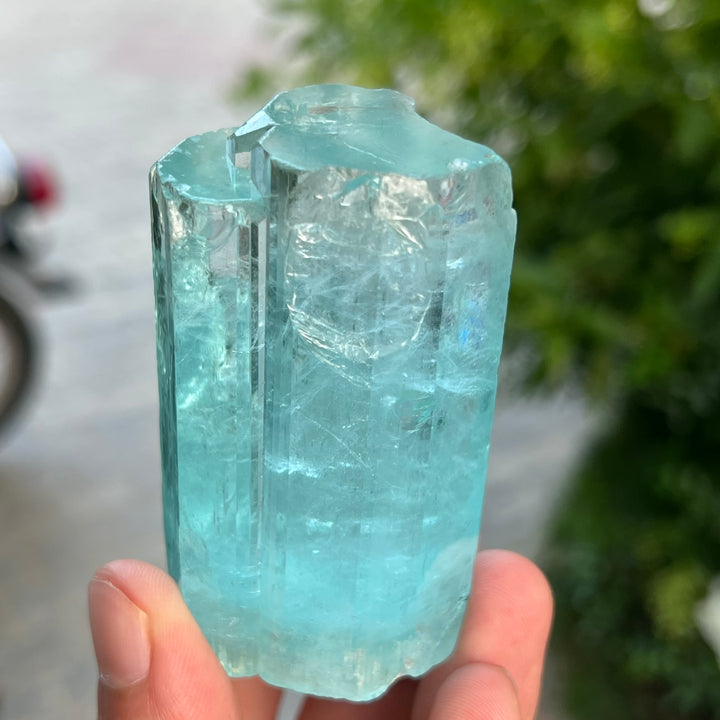 Natural Sky Blue Aquamarine Crystal 191g with Termination – Trio Formation from Afghanistan