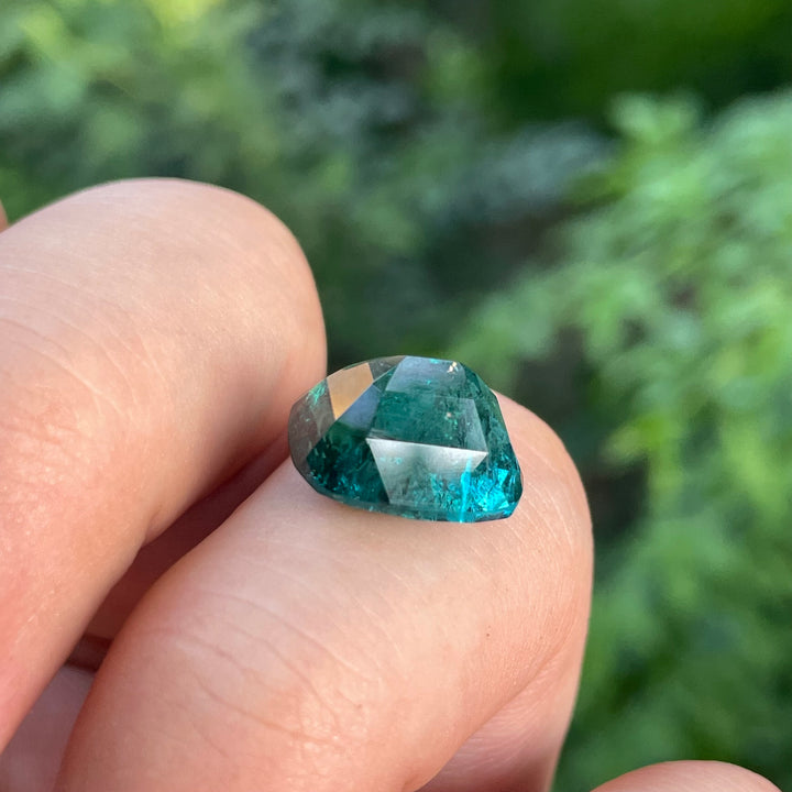 Lagoon Green Tourmaline Cushion Cut 9.90 carats – Natural Afghan Gem, Included, Ring-Sized