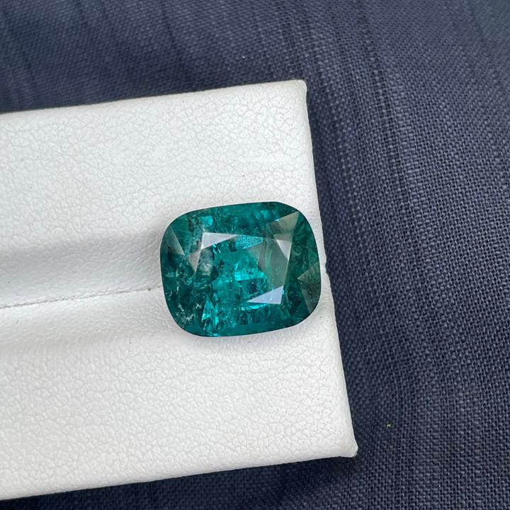 Lagoon Green Tourmaline Cushion Cut 9.90 carats – Natural Afghan Gem, Included, Ring-Sized