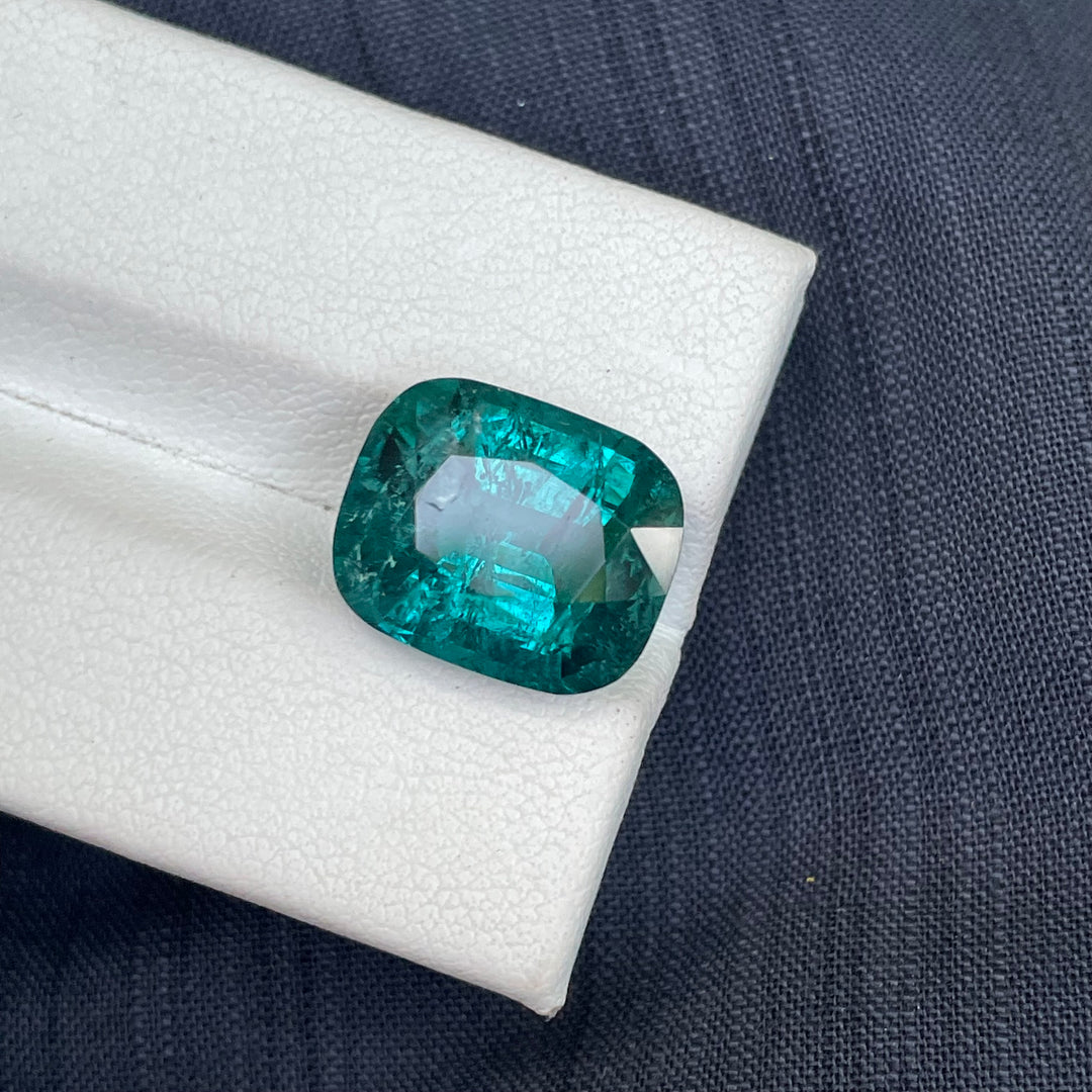 Lagoon Green Tourmaline Cushion Cut 9.90 carats – Natural Afghan Gem, Included, Ring-Sized