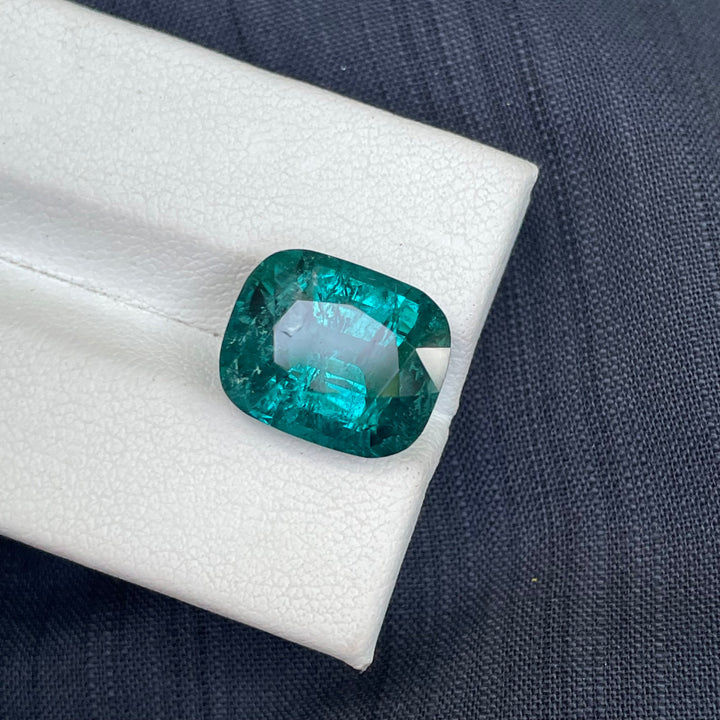 Lagoon Green Tourmaline Cushion Cut 9.90 carats – Natural Afghan Gem, Included, Ring-Sized