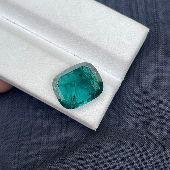 Lagoon Green Tourmaline Cushion Cut 9.90 carats – Natural Afghan Gem, Included, Ring-Sized