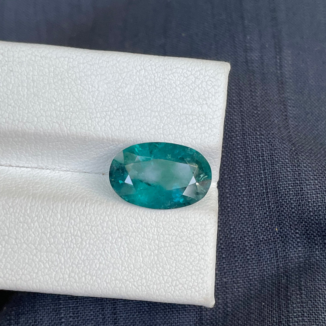 Faceted Blue Tourmaline Oval Cut Ring Sized – Vintage Style, Partly Included, for Antique Jewelry
