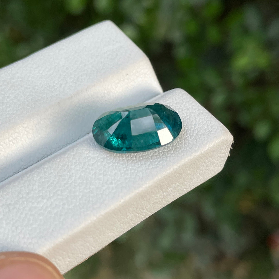 Faceted Blue Tourmaline Oval Cut Ring Sized – Vintage Style, Partly Included, for Antique Jewelry