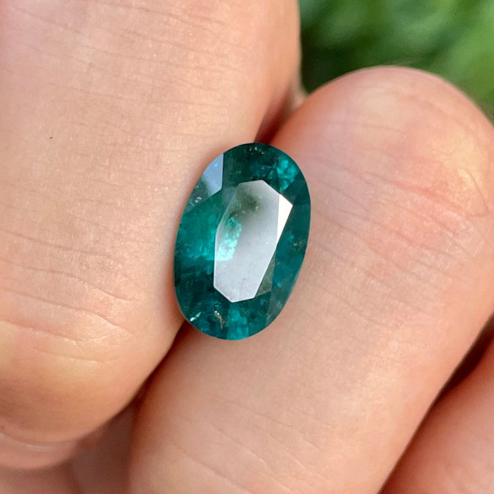Faceted Blue Tourmaline Oval Cut Ring Sized – Vintage Style, Partly Included, for Antique Jewelry