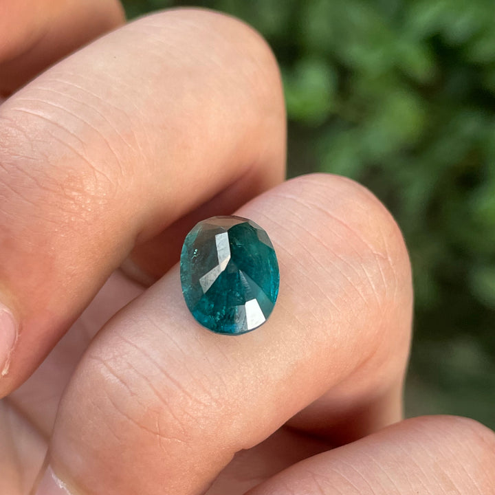 Faceted Blue Tourmaline Oval Cut Ring Sized – Vintage Style, Partly Included, for Antique Jewelry