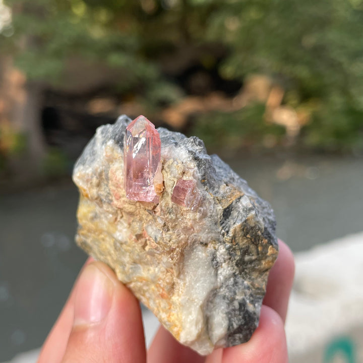 Rare Katlang Pink Topaz Matrix Specimen – Terminated Crystal on Natural Rock | Pakistan Origin