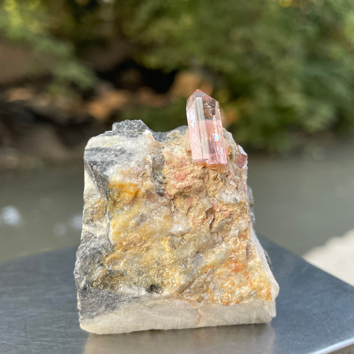 Rare Katlang Pink Topaz Matrix Specimen – Terminated Crystal on Natural Rock | Pakistan Origin