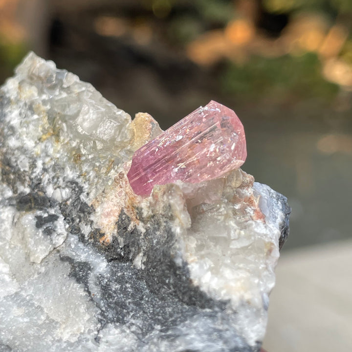 Rare Katlang Pink Topaz Matrix Specimen – Terminated Crystal on Natural Rock | From Ghundo Mine