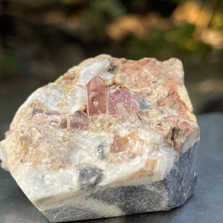 Rare Katlang Pink Topaz Matrix Specimen – Terminated Crystal on Natural Rock | From Ghundo Mine