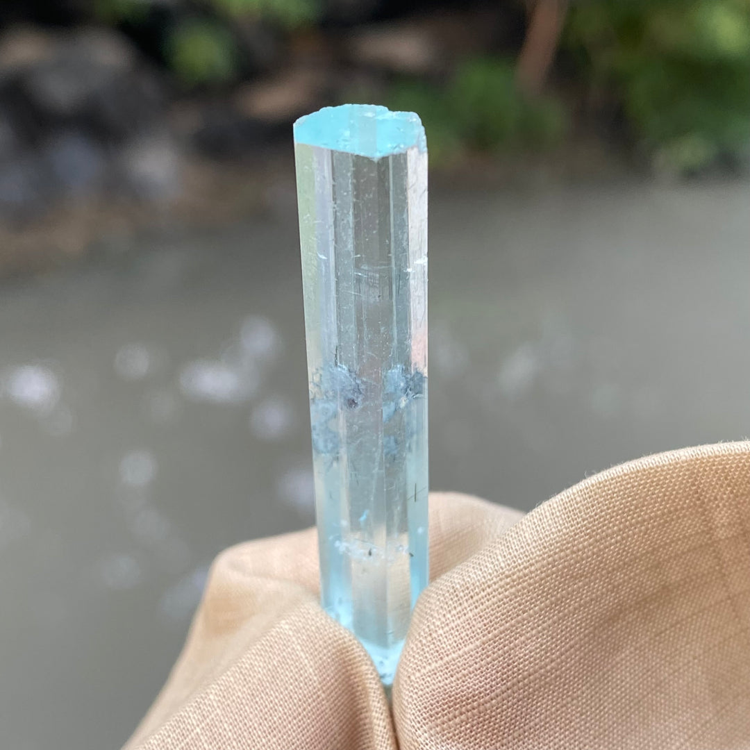 Natural Blue Aquamarine Crystal – 7.7gm Terminated from Shigar Pakistan
