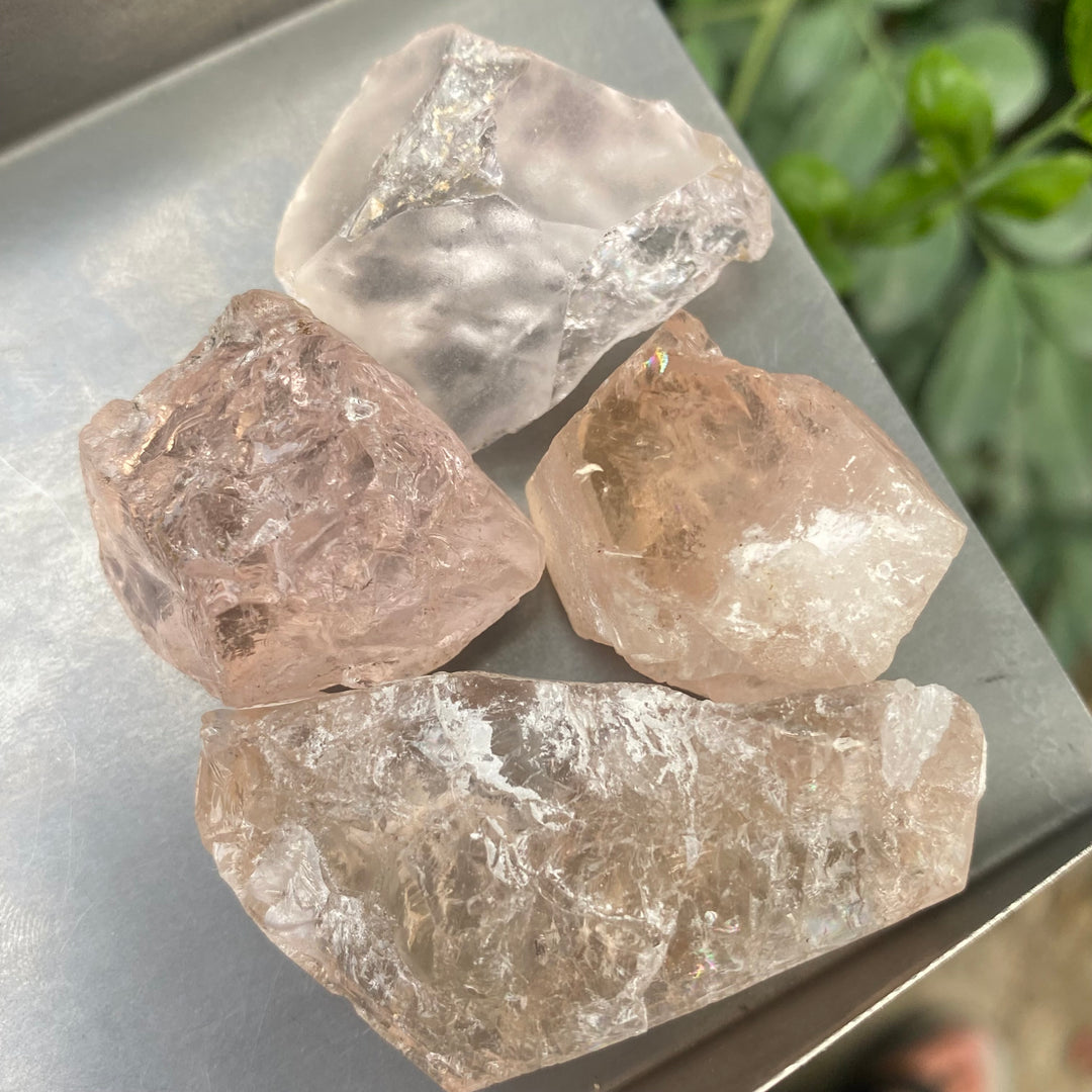Natural Facet Rough Morganite Lot– Untreated Pink Beryl Crystals for Gem Cutting & Jewelry Making