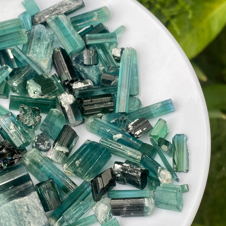 Natural Blue Tourmaline Crystals Lot – 76.5g Indicolite Shade, Unheated Afghan Rough for Collectors & Jewelry