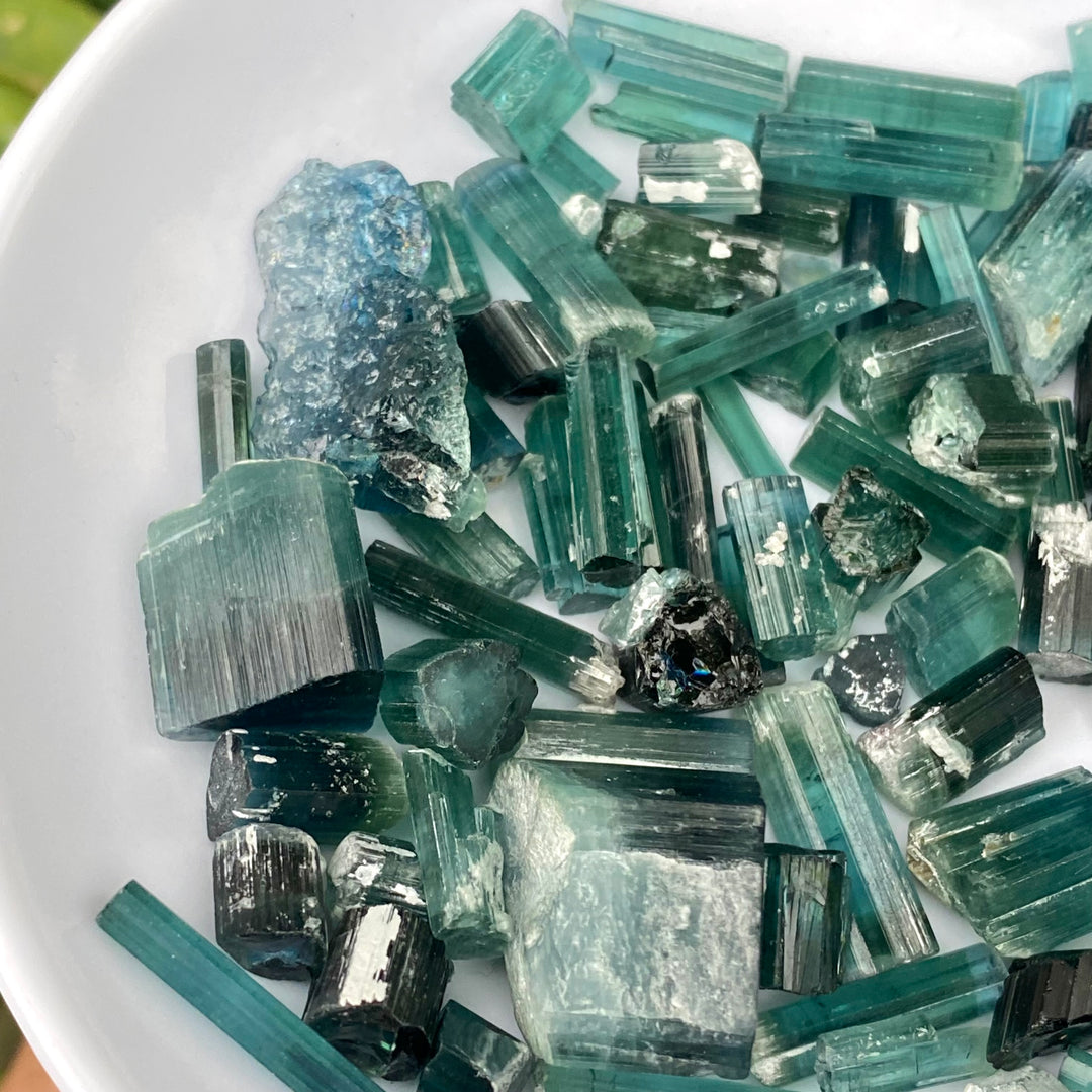 Natural Blue Tourmaline Crystals Lot – 76.5g Indicolite Shade, Unheated Afghan Rough for Collectors & Jewelry