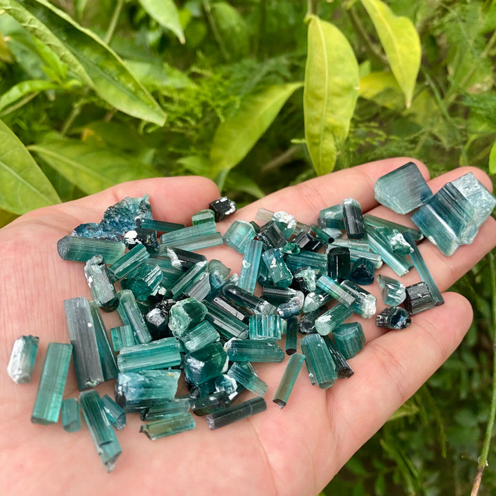 Natural Blue Tourmaline Crystals Lot – 76.5g Indicolite Shade, Unheated Afghan Rough for Collectors & Jewelry