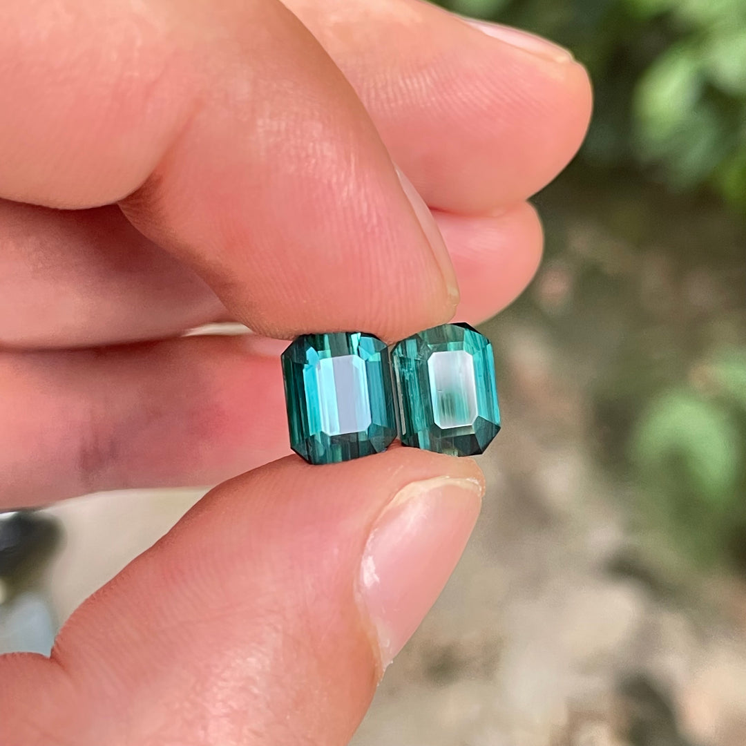 Blue Tourmaline Faceted Emerald-Cut Pair For Earrings — Natural & Ethically Sourced from Afghanistan