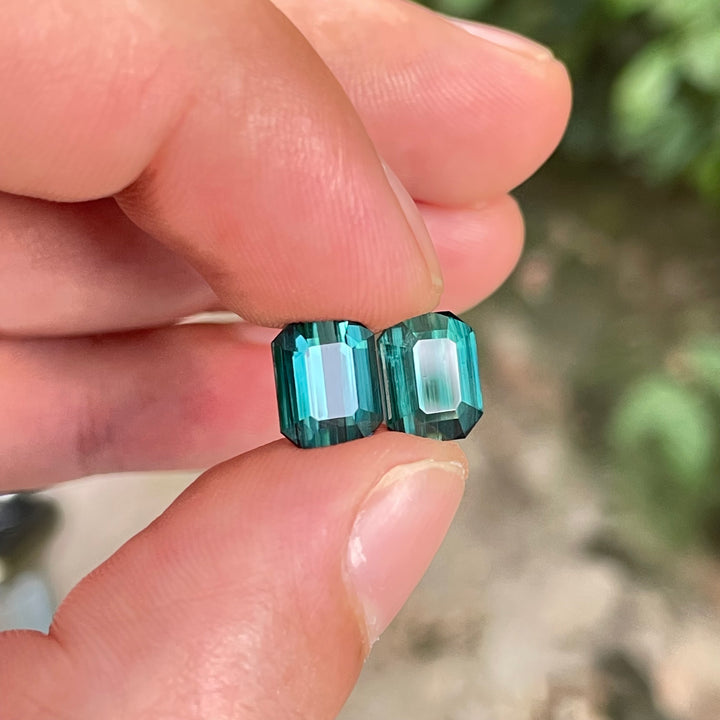 Blue Tourmaline Faceted Emerald-Cut Pair For Earrings — Natural & Ethically Sourced from Afghanistan