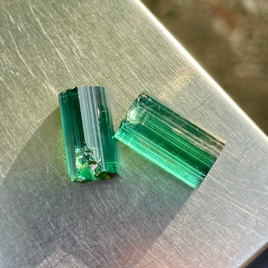 Facet Rough Bluish Green Tourmaline Crystals | Loupe Clean Gem Cutting Grade | Natural Afghanistan