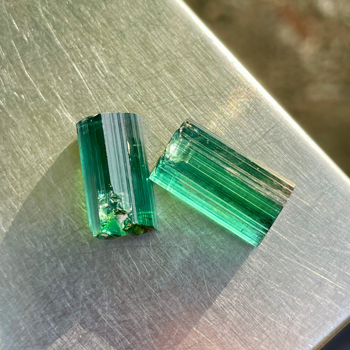 Facet Rough Bluish Green Tourmaline Crystals | Loupe Clean Gem Cutting Grade | Natural Afghanistan