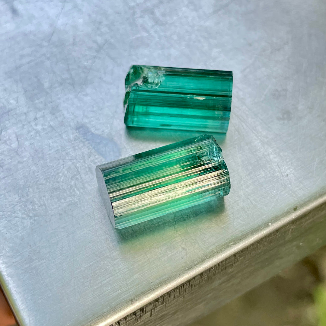 Facet Rough Bluish Green Tourmaline Crystals | Loupe Clean Gem Cutting Grade | Natural Afghanistan