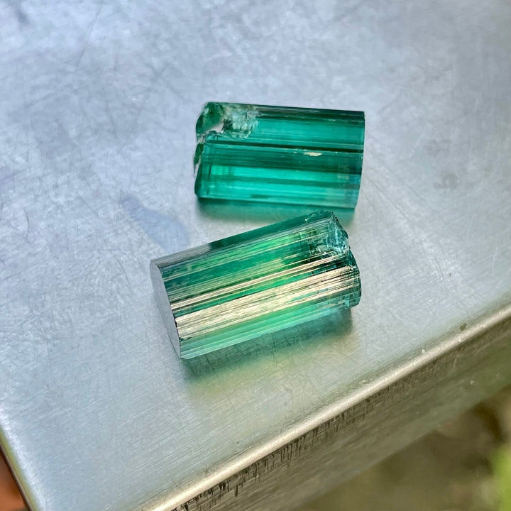 Facet Rough Bluish Green Tourmaline Crystals | Loupe Clean Gem Cutting Grade | Natural Afghanistan