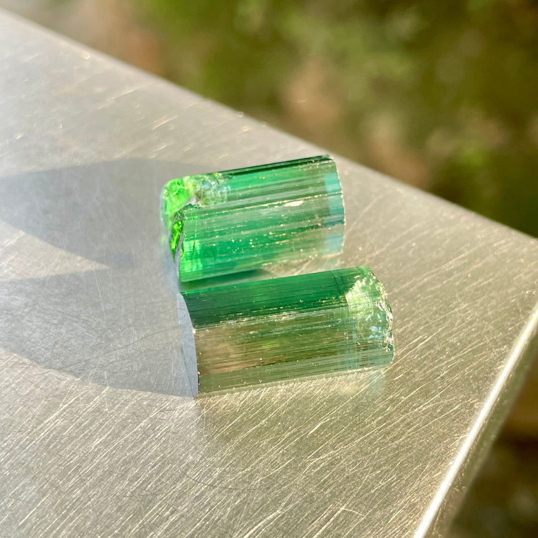 Facet Rough Bluish Green Tourmaline Crystals | Loupe Clean Gem Cutting Grade | Natural Afghanistan