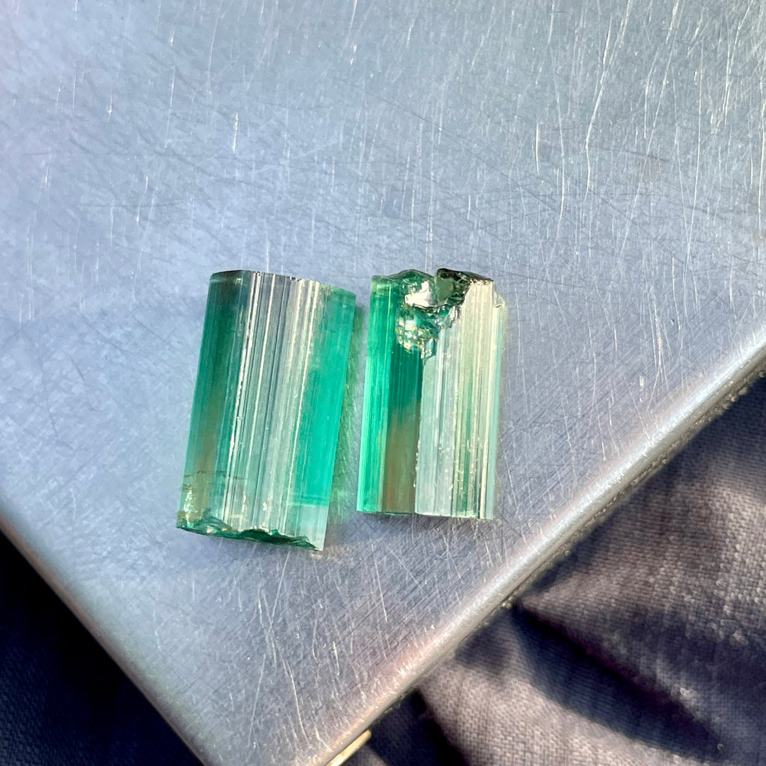Facet Rough Bluish Green Tourmaline Crystals | Loupe Clean Gem Cutting Grade | Natural Afghanistan