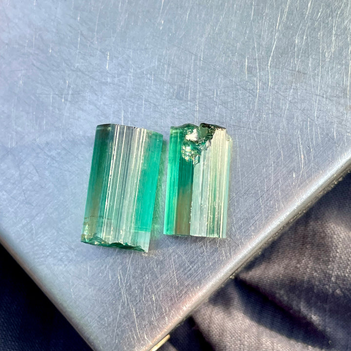 Facet Rough Bluish Green Tourmaline Crystals | Loupe Clean Gem Cutting Grade | Natural Afghanistan