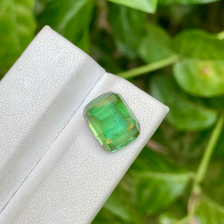 Faceted Vivid Green Tourmaline Cushion Cut | Large Gemstone for Vintage Jewelry