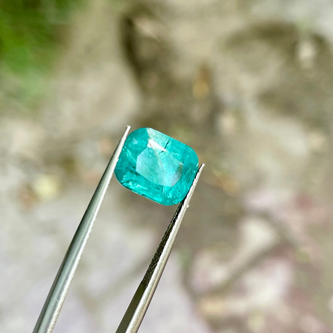 Faceted Paraiba Blue Tourmaline Cushion Cut | Natural Nuristan Afghanistan Gemstone