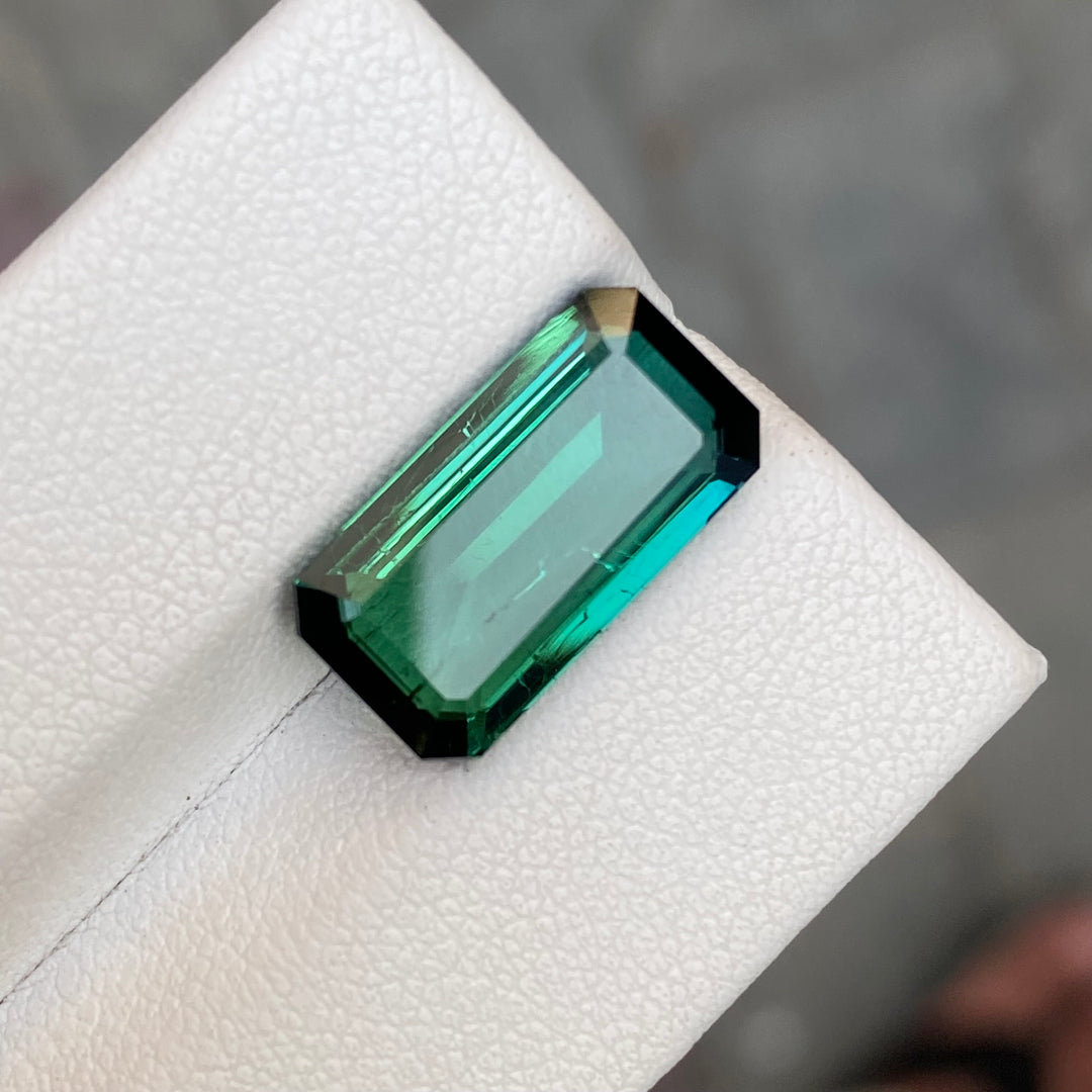 Natural Blue-Green Tourmaline 6.60 Carats – Dual Color Rosecut Rectangular Gem for Ring